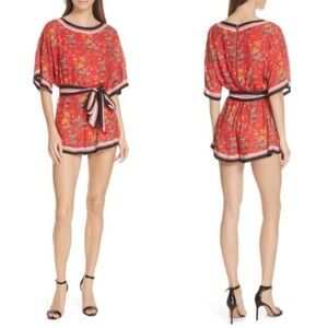 NWOT Alice + Olivia Bowie Floral Red Romper Size 6